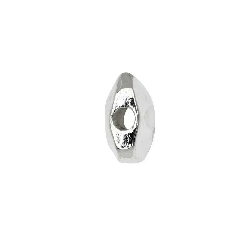 Metal Bead, Faceted Rectangle 9x13mm, Bright Silver, by Nunn Design (1 Piece)
