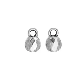Metal Charm, Faceted Circle 6mm, Antiqued Silver, by Nunn Design (2 Pieces)