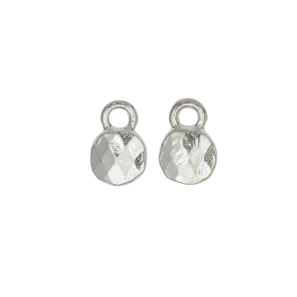 Metal Charm, Faceted Circle 6mm, Bright Silver, by Nunn Design (2 Pieces)