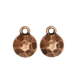 Metal Charm, Flat Back Faceted Circle 9mm, Antiqued Copper, by Nunn Design (2 Pieces)