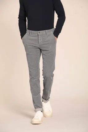 Milano City String pantalone chino uomo in velluto con stampa micro pied de poule extra slim fit