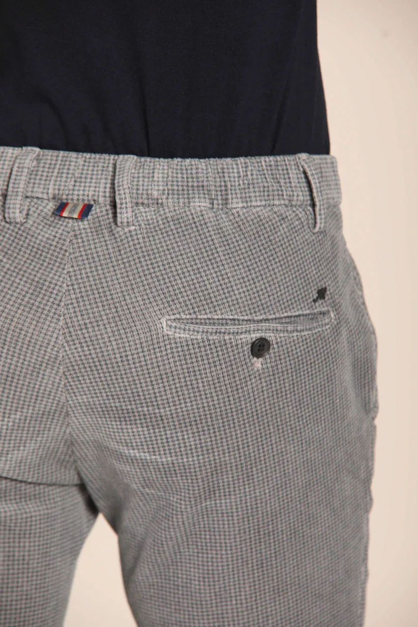 Milano City String pantalone chino uomo in velluto con stampa micro pied de poule extra slim fit