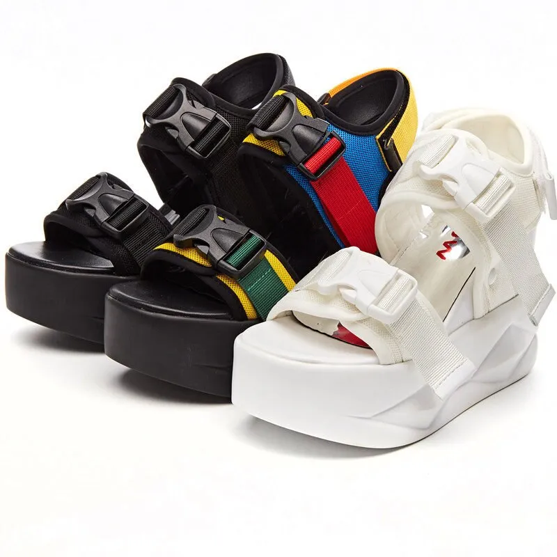 NAYIDUYUN  Sport Sandals Shoes Women Platform Wedges  High Heel