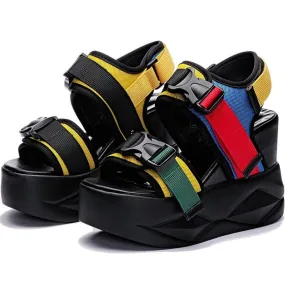 NAYIDUYUN  Sport Sandals Shoes Women Platform Wedges  High Heel