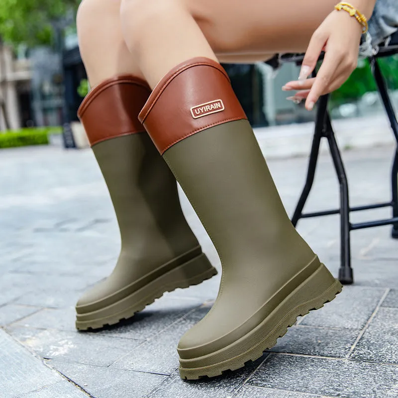 New High Tube Stylish Rain Boots Outdoor Waterproof