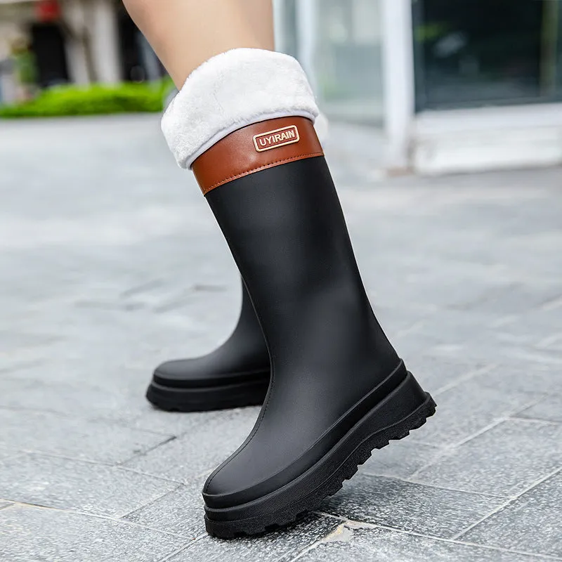 New High Tube Stylish Rain Boots Outdoor Waterproof