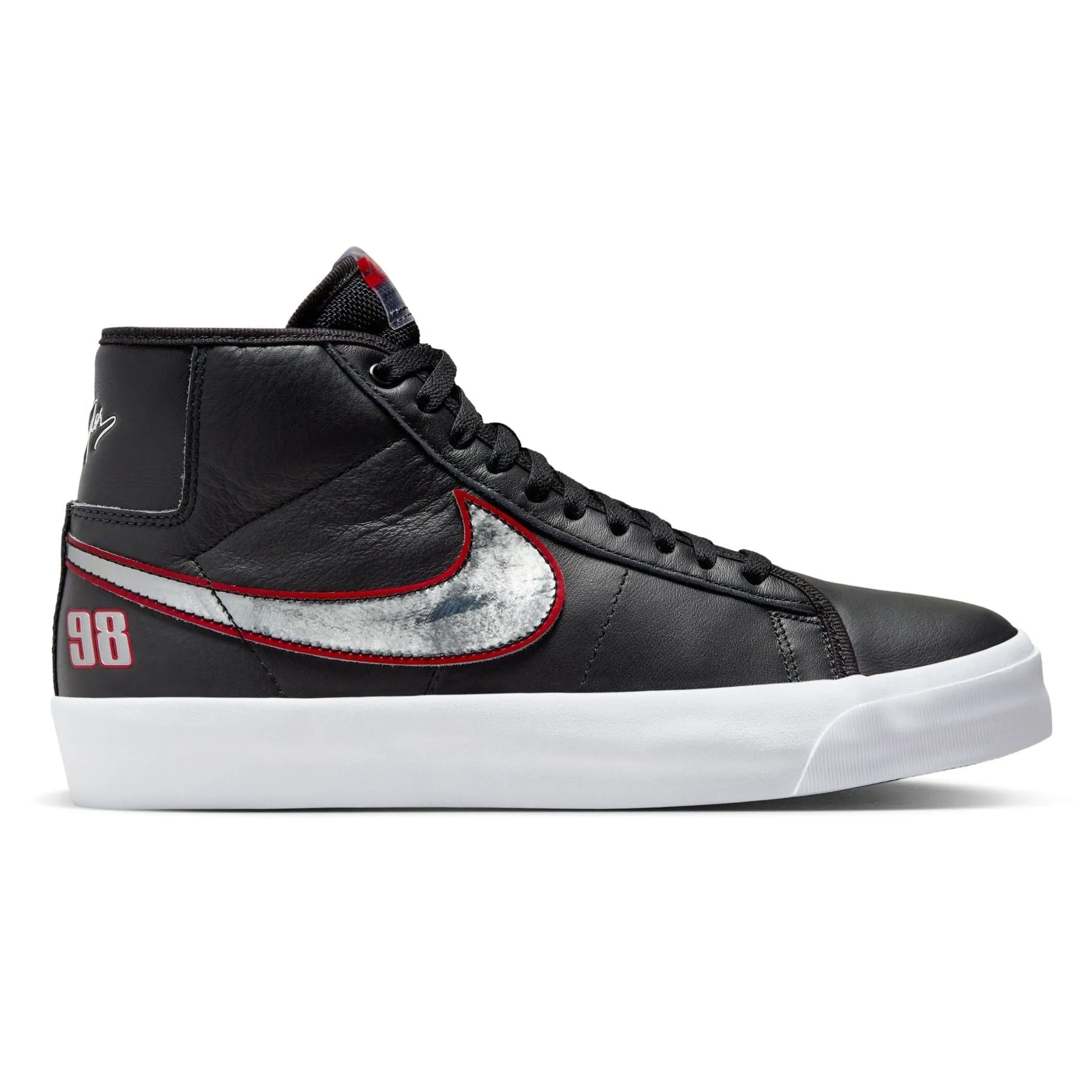 Nike SB GT Pro Blazer Mid Skateboard Shoe - Black/Metallic Silver-University Red