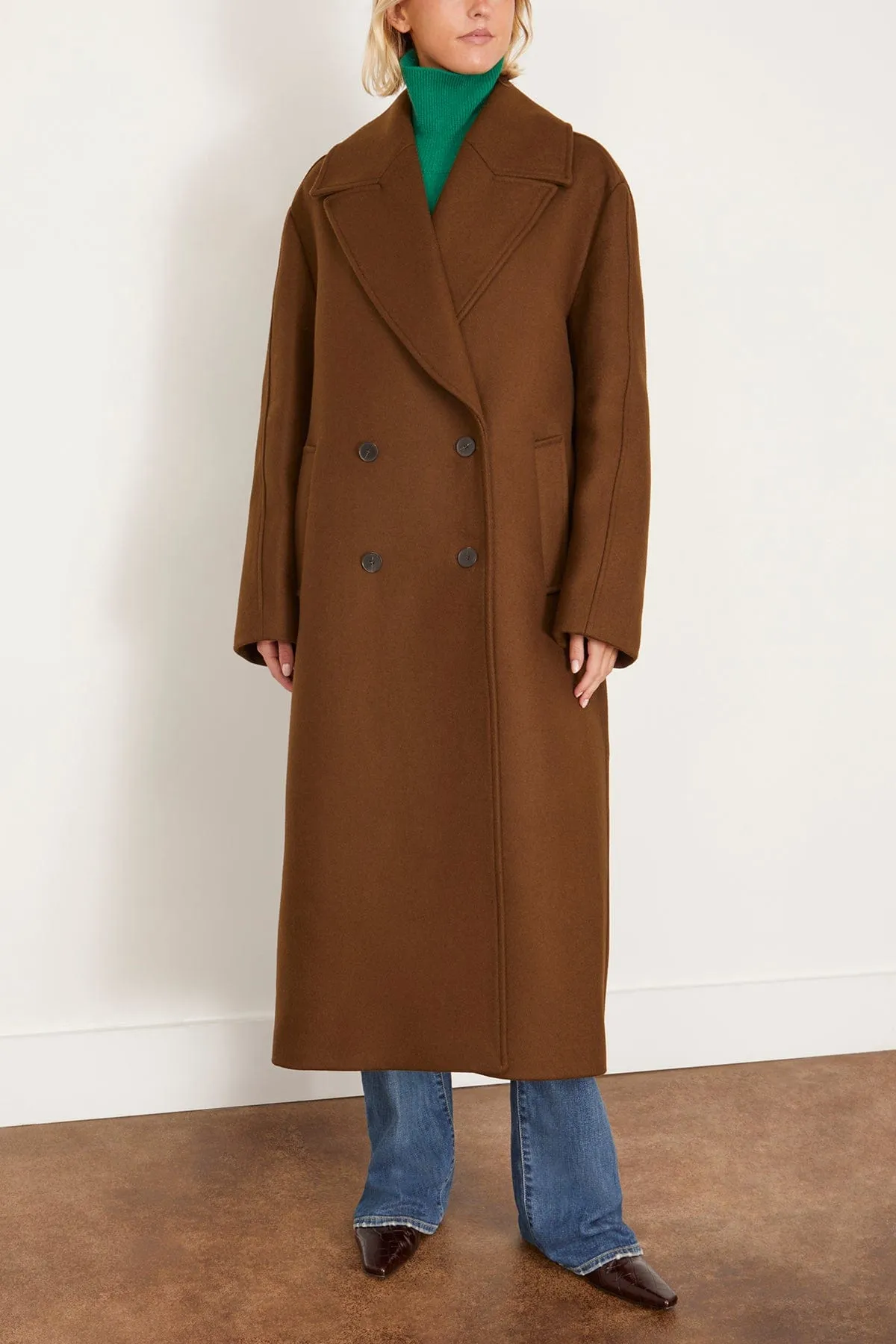 Oversized Double Breasted Coat in Olive