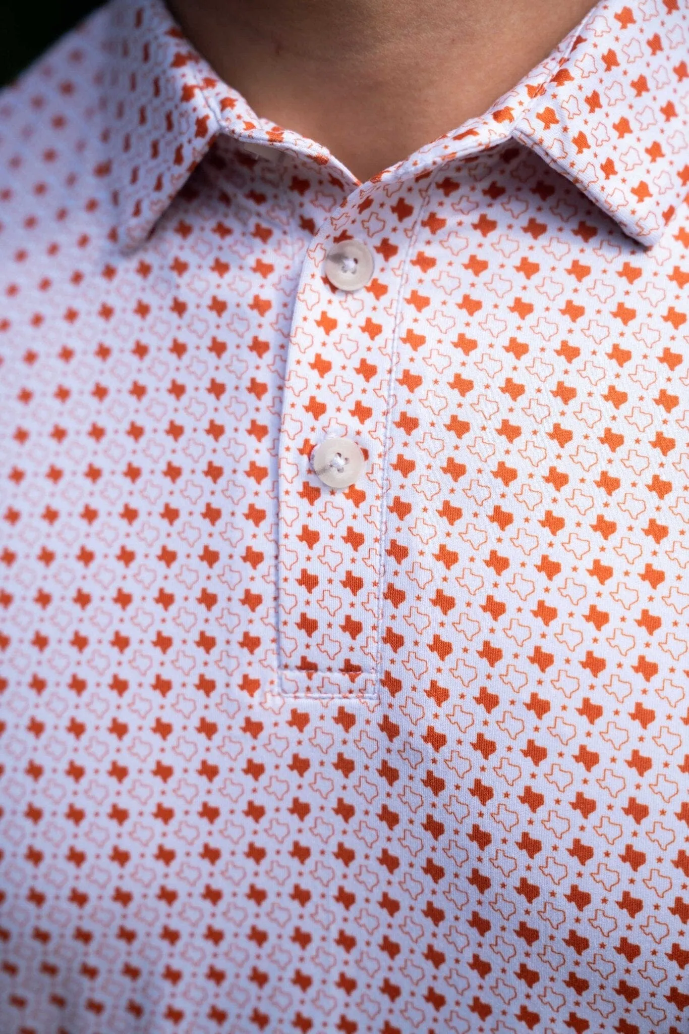 Performance Polo - Texas White & Orange