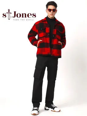 RED AND BLACK DROP SHOULDER SHACKET
