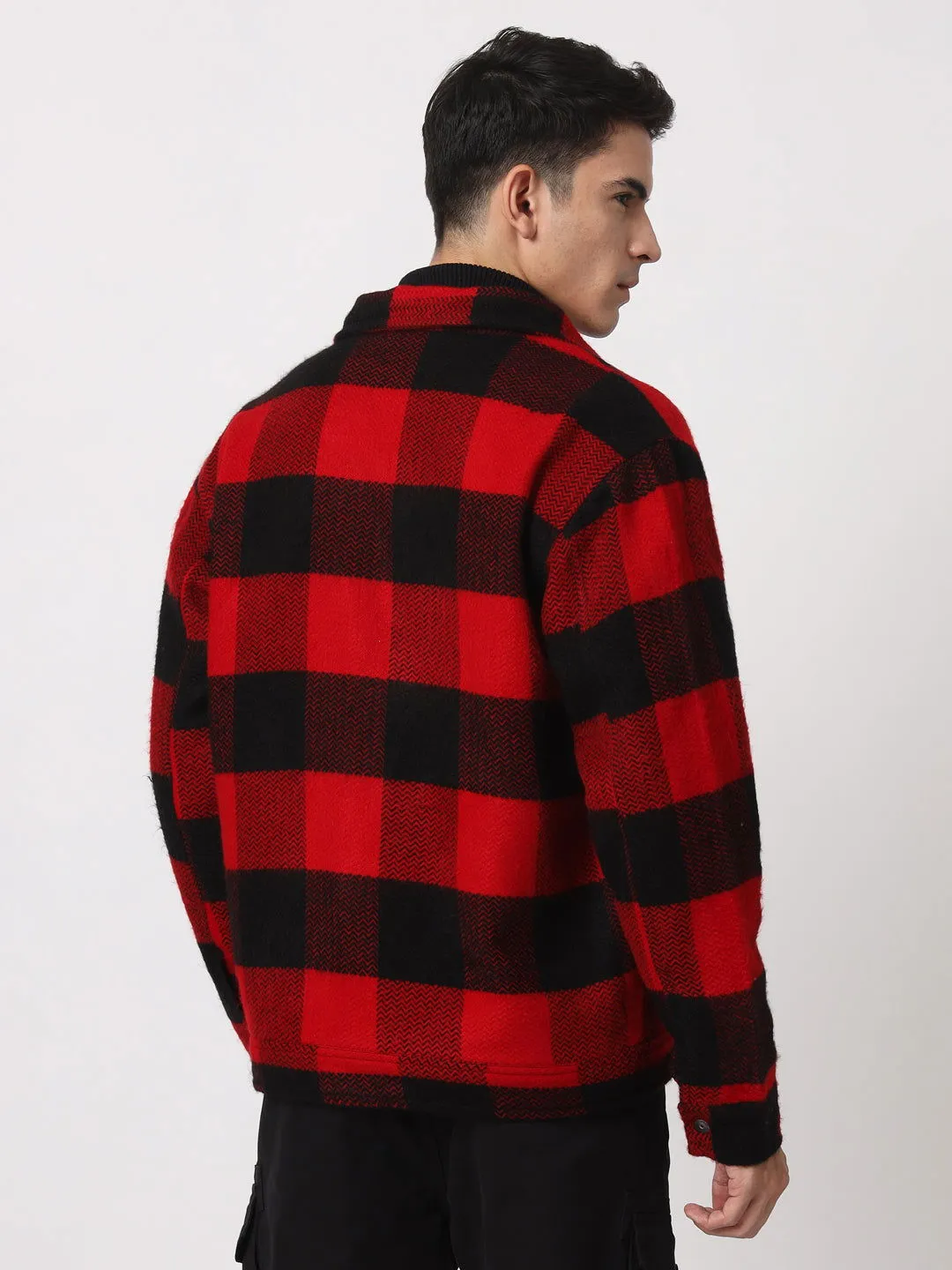 RED AND BLACK DROP SHOULDER SHACKET