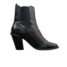 River Island Black Leather Ankle Cowboy Style Boots Size EU 37 / UK 4 / US 6