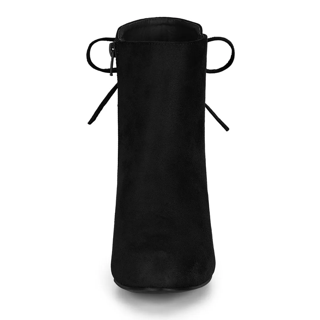 Round Toe Block Heel Zipper Lace Up Ankle Boots