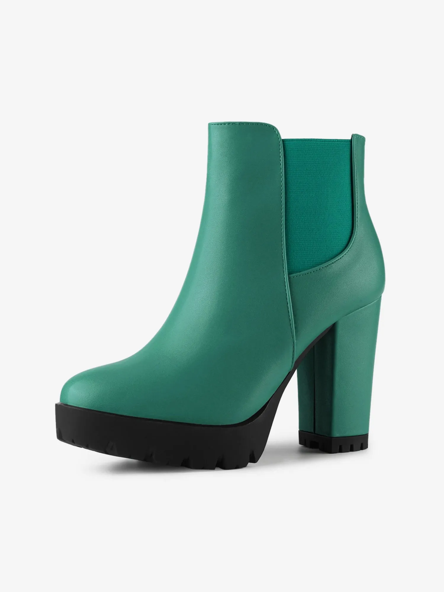 Round Toe Zipper Block Heel Platform Ankle Boots