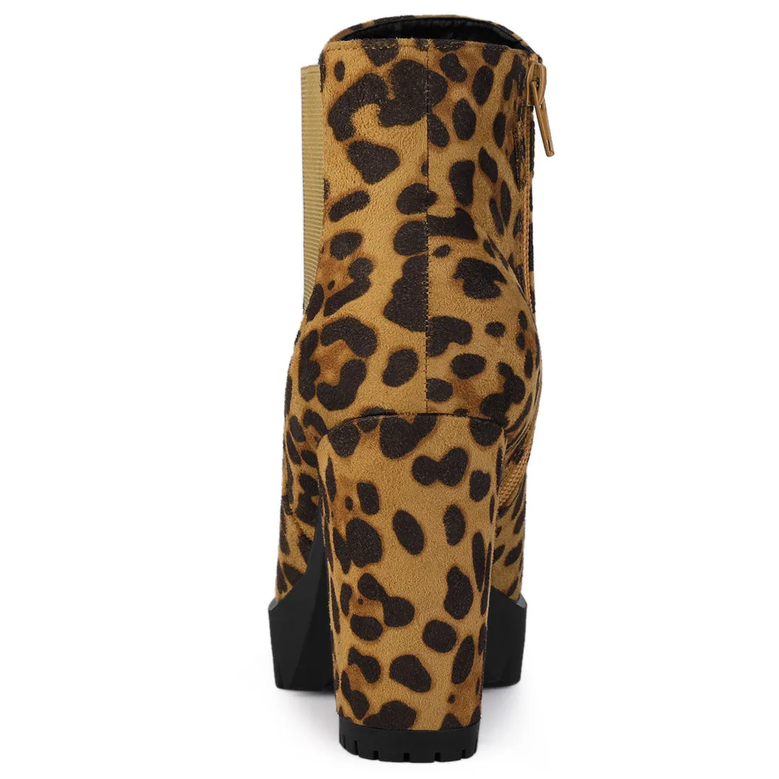 Round Toe Zipper Block Heel Platform Ankle Boots