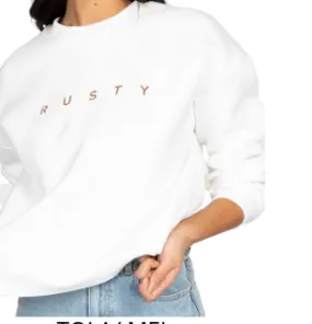 RUSTY ESSENTIALS RELAXED CREW FLEECE - CERAMIC WHITE