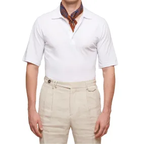 SARTORIO Napoli by KITON White Cotton Jersey Short Sleeve Polo Shirt NEW