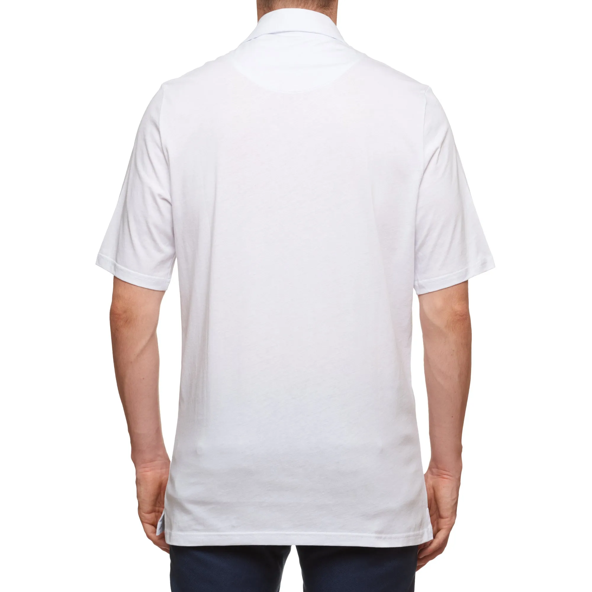 SARTORIO Napoli by KITON White Cotton Jersey Short Sleeve Polo Shirt NEW