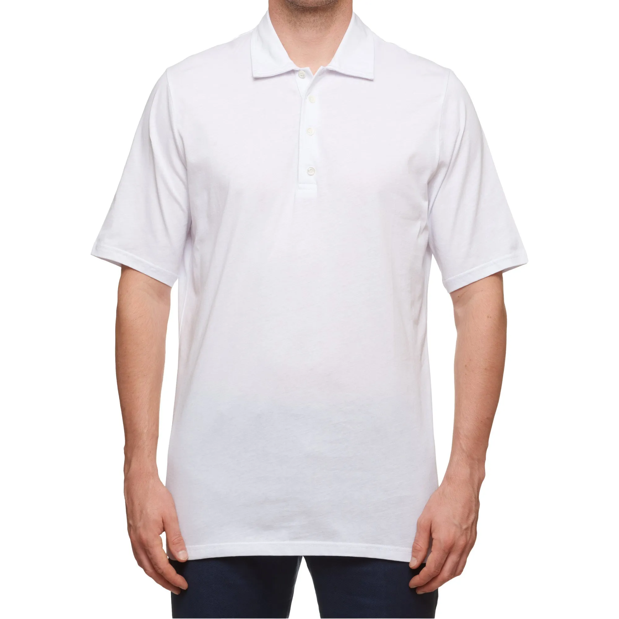 SARTORIO Napoli by KITON White Cotton Jersey Short Sleeve Polo Shirt NEW