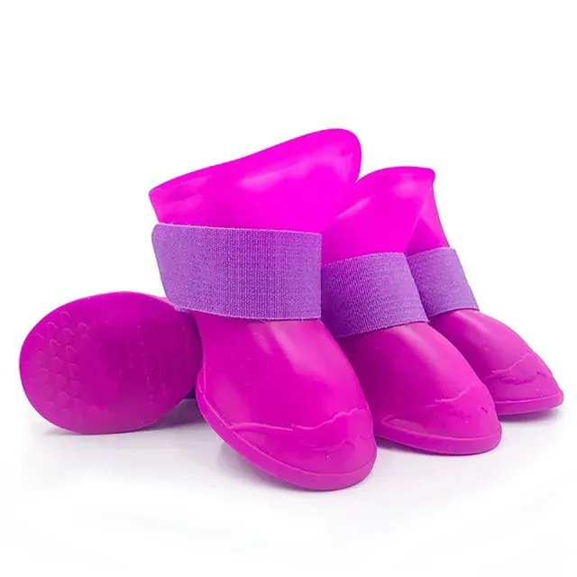 Sepo - 4Pcs Pet WaterProof Anti-slip Rain Rubber Boot