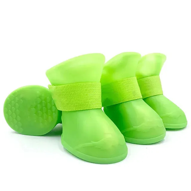Sepo - 4Pcs Pet WaterProof Anti-slip Rain Rubber Boot