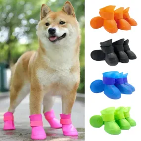 Sepo - 4Pcs Pet WaterProof Anti-slip Rain Rubber Boot