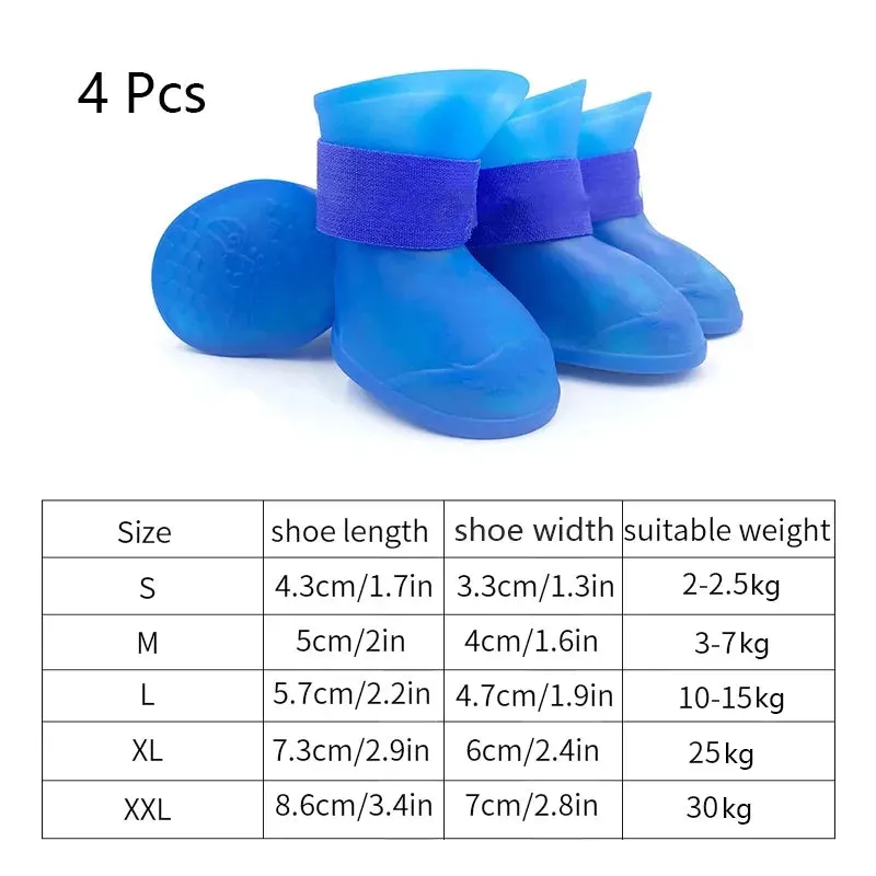 Sepo - 4Pcs Pet WaterProof Anti-slip Rain Rubber Boot