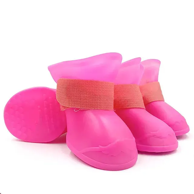 Sepo - 4Pcs Pet WaterProof Anti-slip Rain Rubber Boot