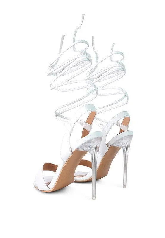 Sheeny Clear Stiletto Lace Up Sandal