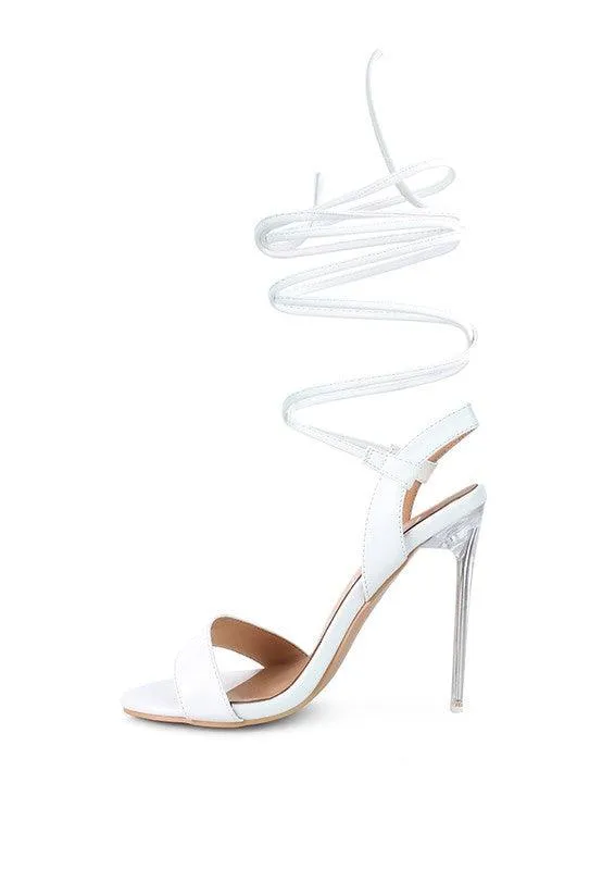 Sheeny Clear Stiletto Lace Up Sandal