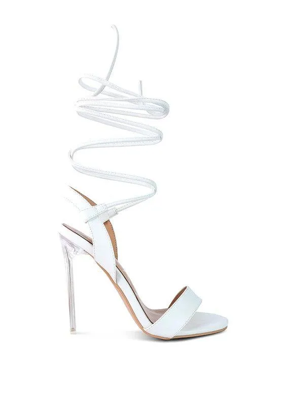 Sheeny Clear Stiletto Lace Up Sandal