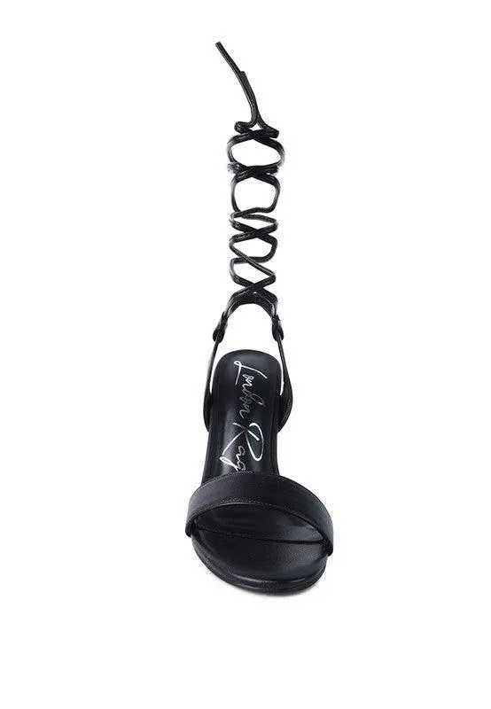 Sheeny Clear Stiletto Lace Up Sandal