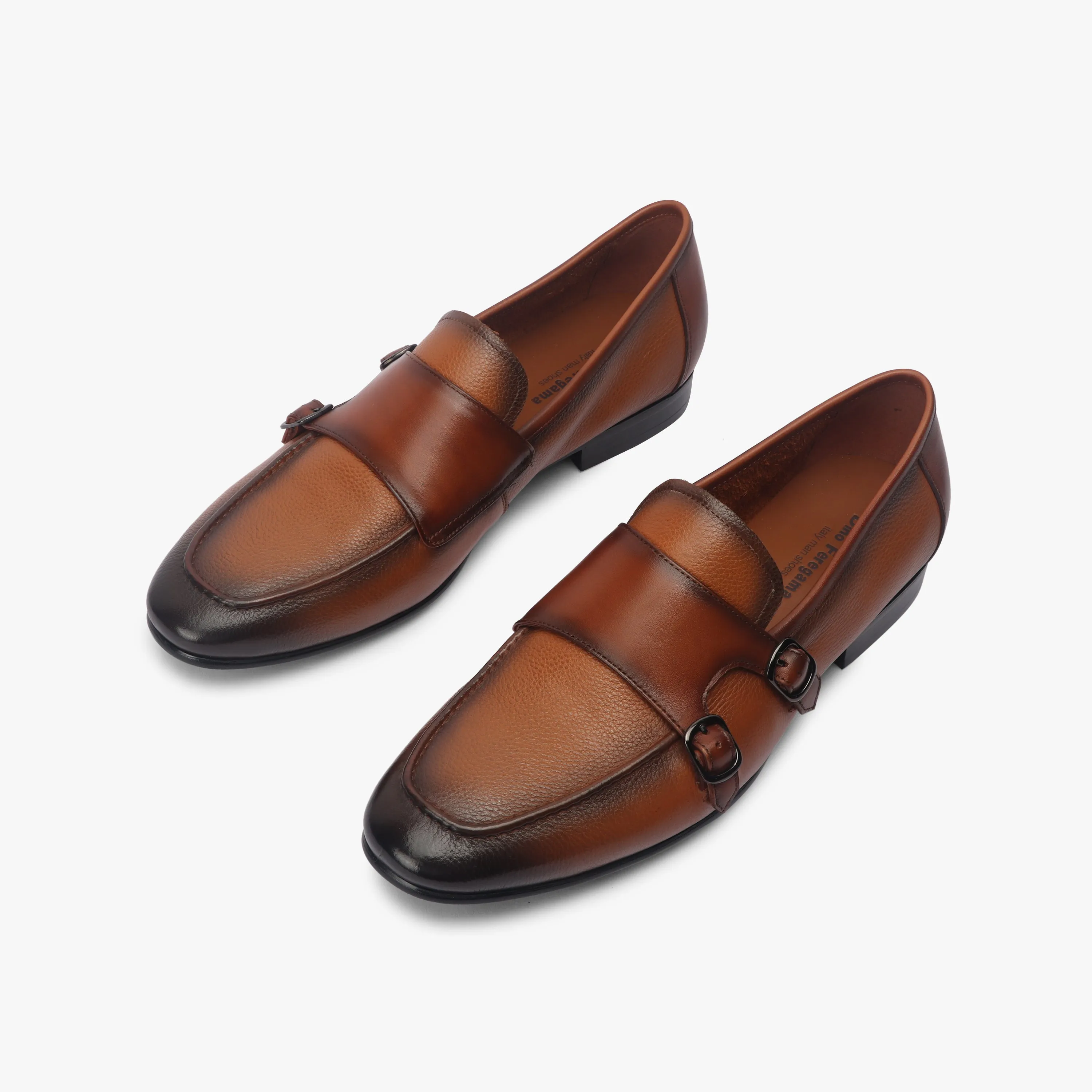 Sheep Leather Double Buckle Monk Straps