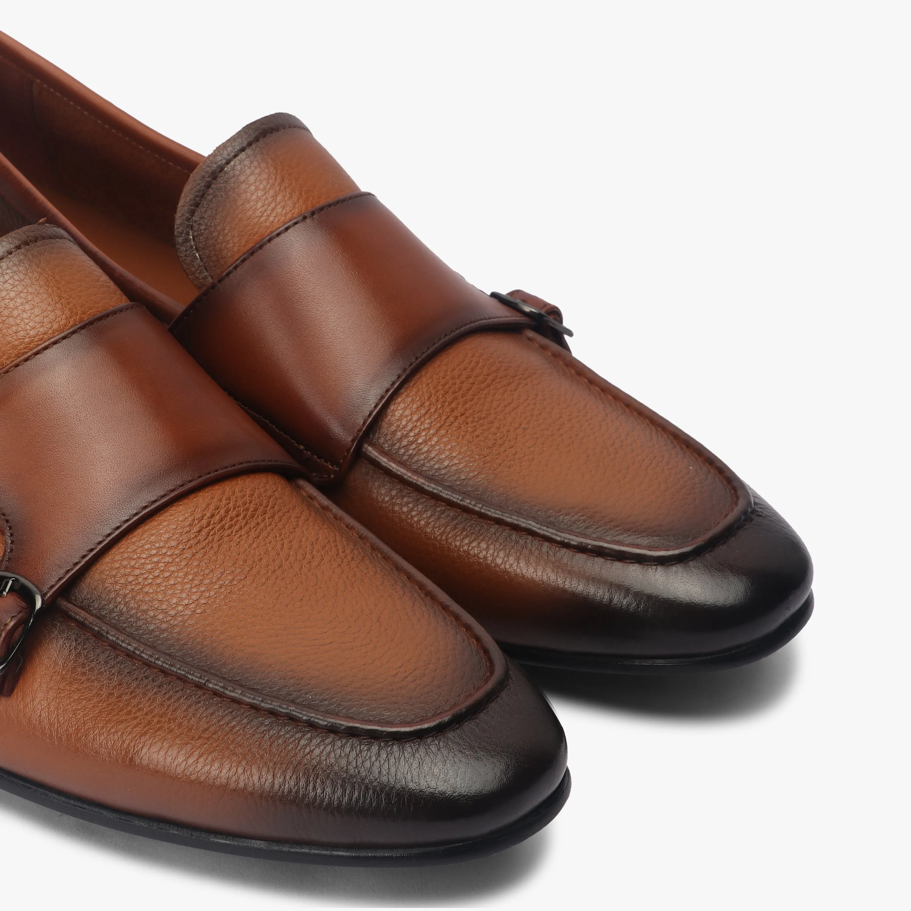 Sheep Leather Double Buckle Monk Straps