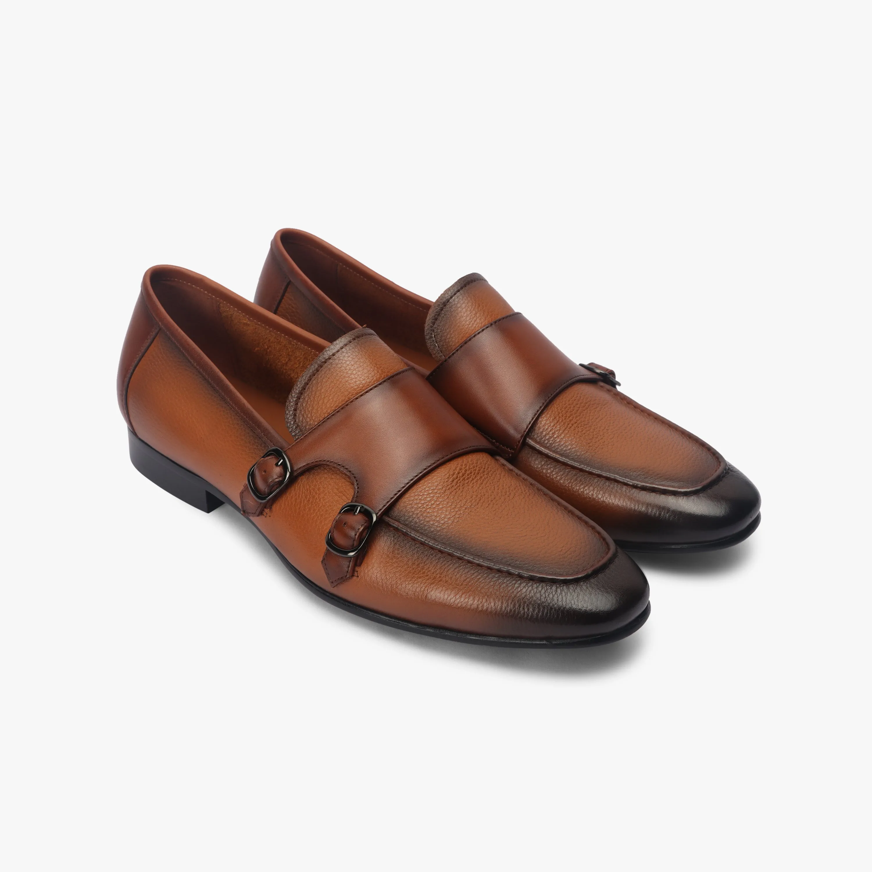Sheep Leather Double Buckle Monk Straps