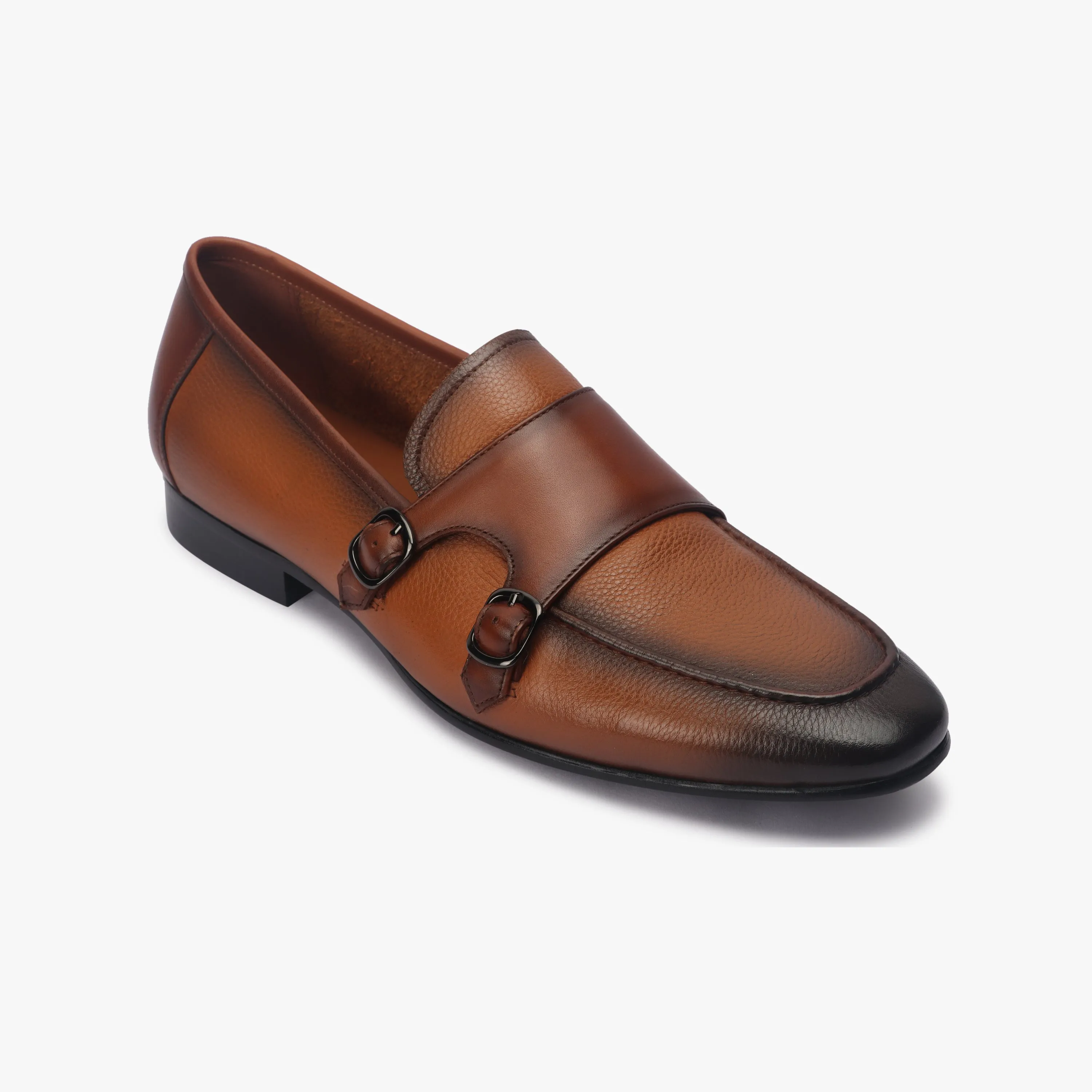 Sheep Leather Double Buckle Monk Straps