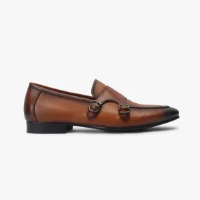 Sheep Leather Double Buckle Monk Straps