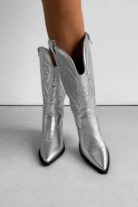 TEXX Western Cowboy Boots - Silver