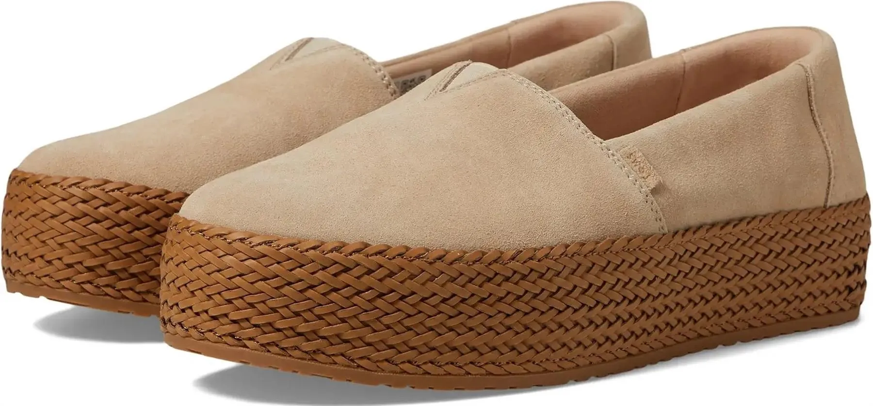 Toms Valencia Platform Oatmeal Suede Womens Espadrille Slipons