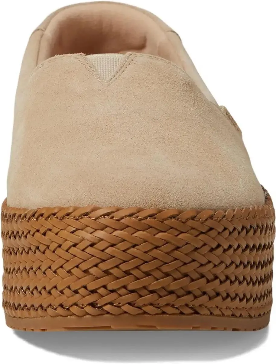 Toms Valencia Platform Oatmeal Suede Womens Espadrille Slipons