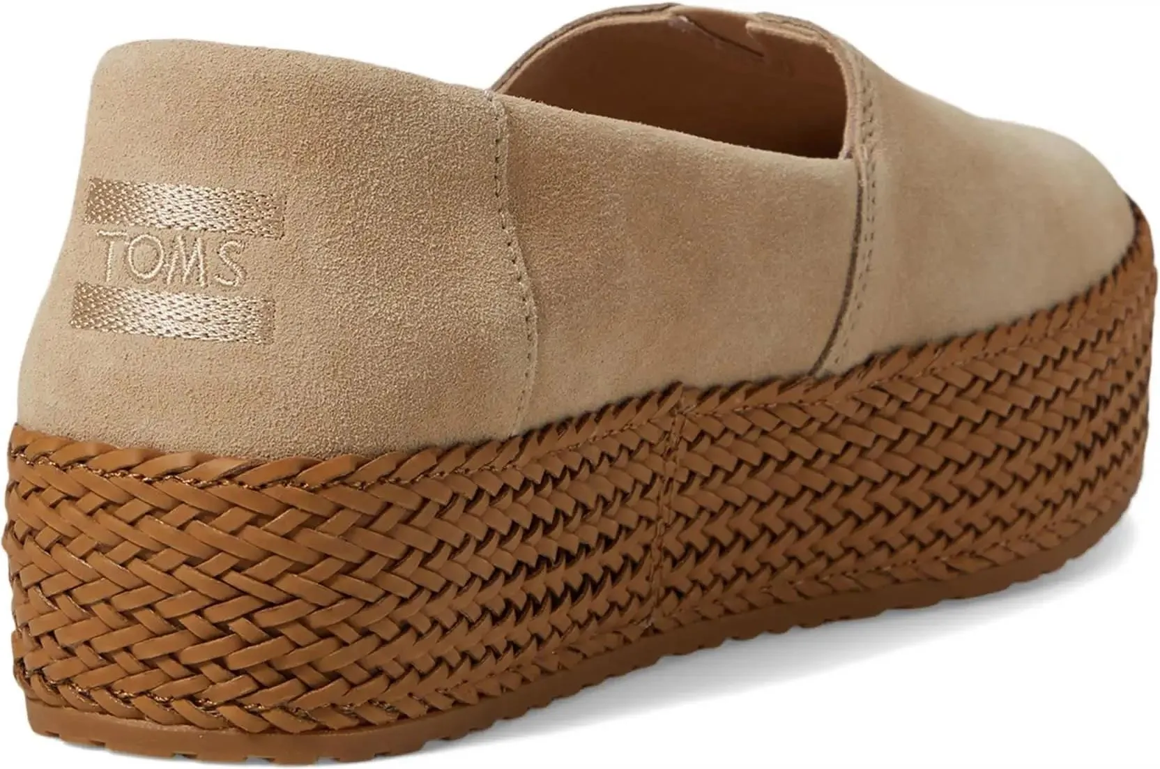 Toms Valencia Platform Oatmeal Suede Womens Espadrille Slipons