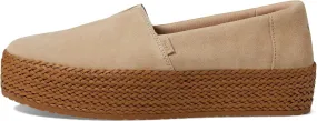 Toms Valencia Platform Oatmeal Suede Womens Espadrille Slipons