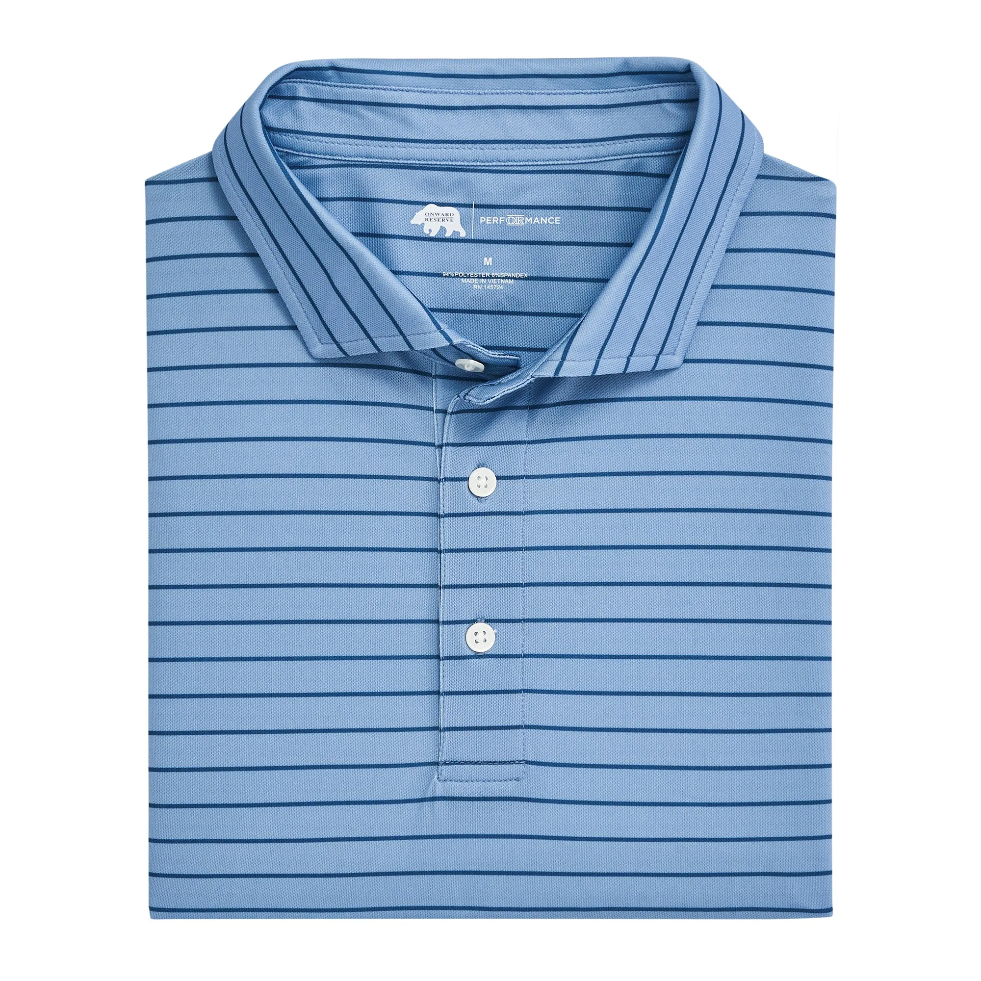 Tourney Stripe Performance Pique Polo - Endless Sky