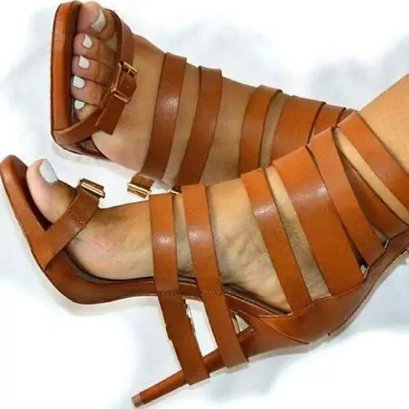 Trend4us Women's Luxury Multi-Buckled Stiletto Sandals