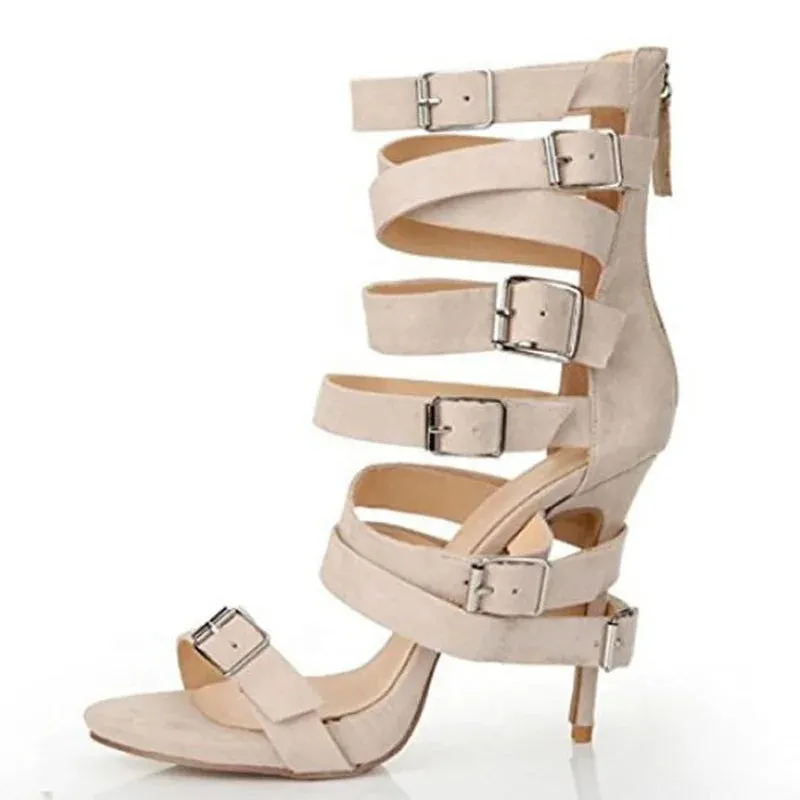 Trend4us Women's Luxury Multi-Buckled Stiletto Sandals