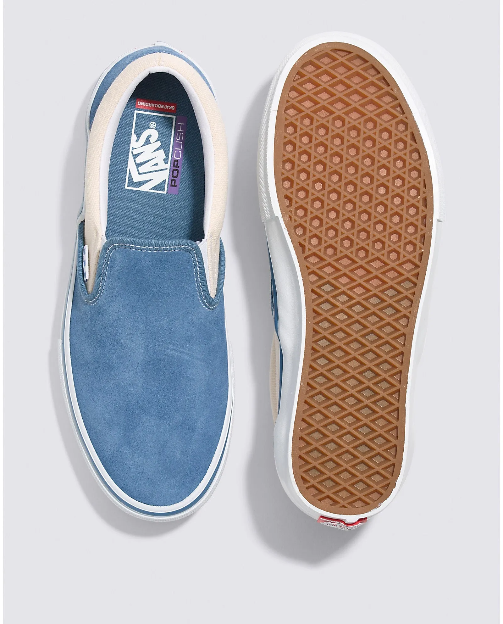 Vans Skate Slip-On Skateboard Shoe - Cream/Light Navy