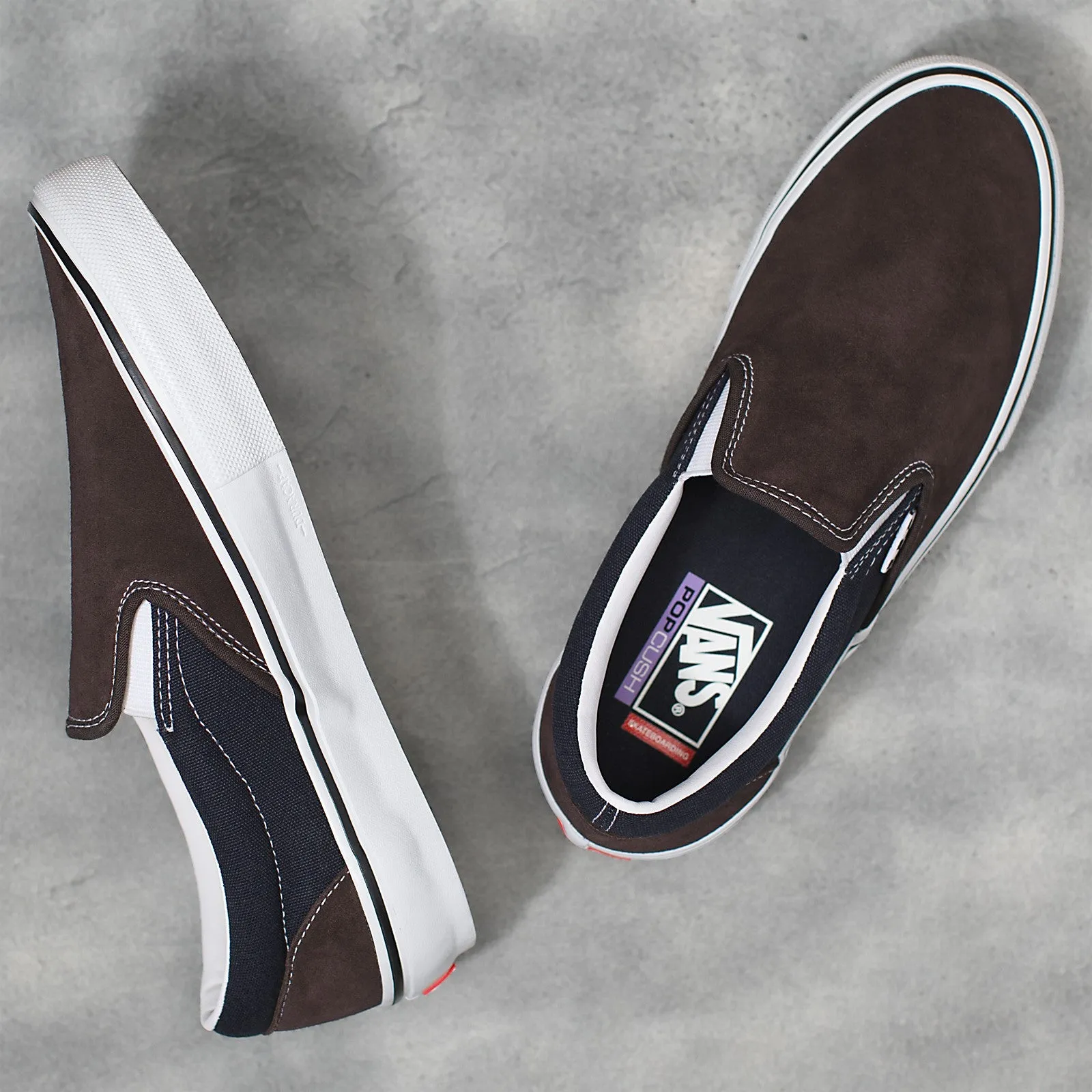 Vans Skate Slip-On Skateboard Shoe - Dark Brown/Navy