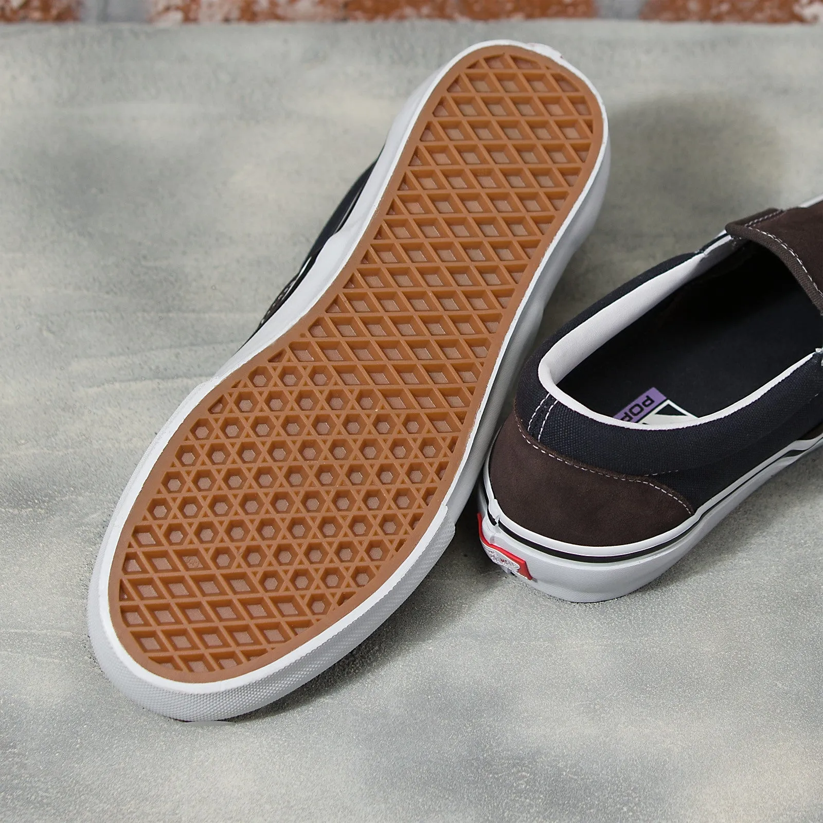 Vans Skate Slip-On Skateboard Shoe - Dark Brown/Navy