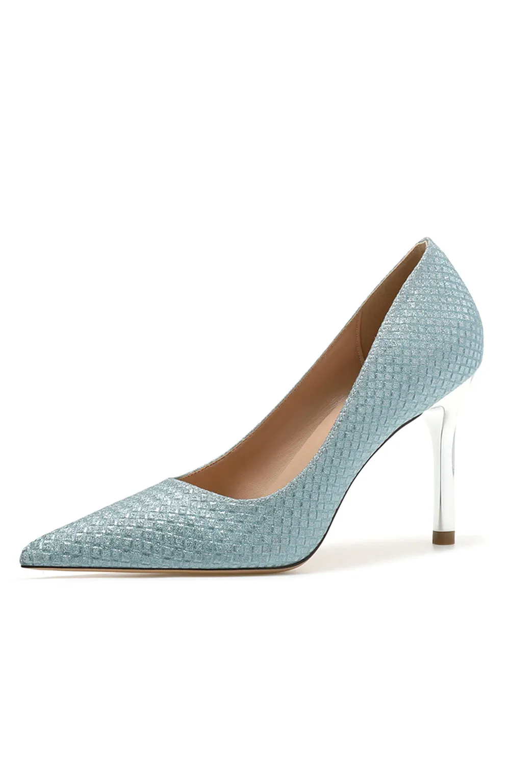 Wedding Shoes Microfiber Leather Close-Toe Stiletto Heel With Sequins