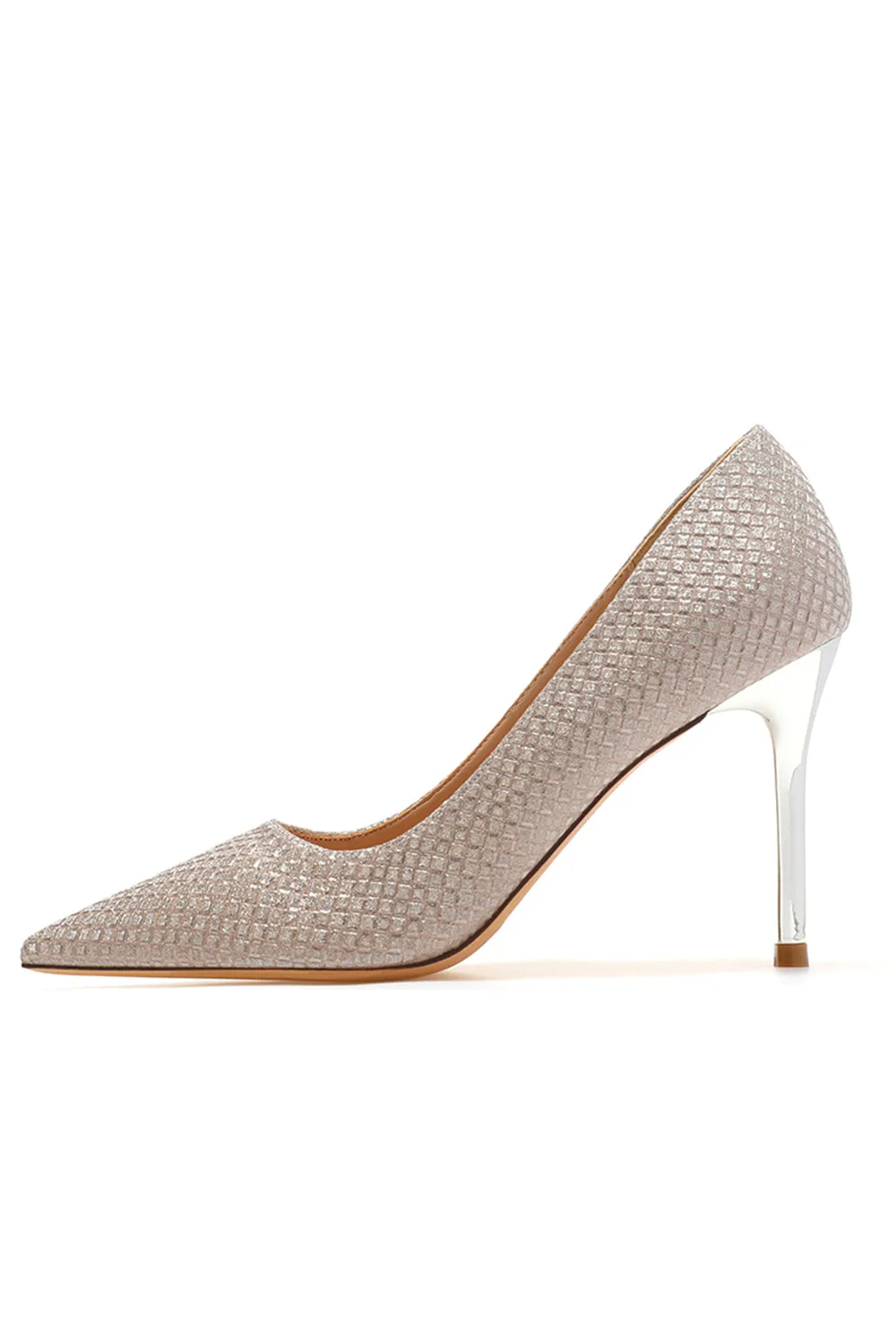 Wedding Shoes Microfiber Leather Close-Toe Stiletto Heel With Sequins